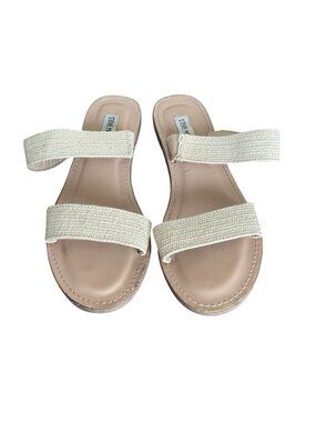 Steve Madden Women’s Woven Two-Strap Slide Sandals Beige/Brown Size 10